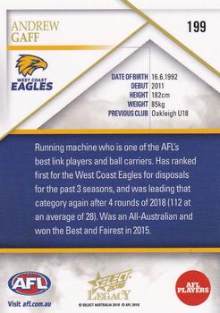 2018 Select Legacy #199 Andrew Gaff Back